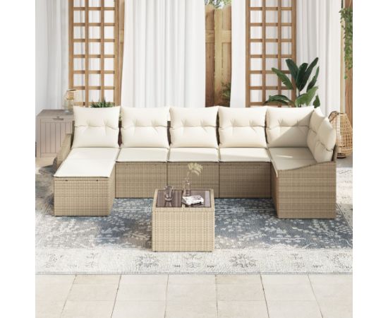 vidaXL Zestaw jadalny 8-częściowy z poduszkami brązowy polirattan Dārza mēbeļu komplekti