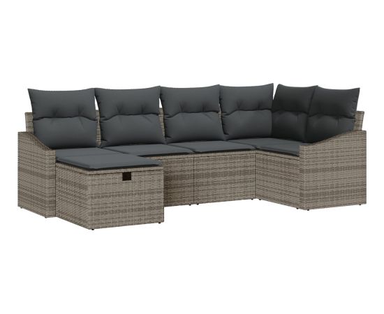 vidaXL 6-częściowy zestaw sof ogrodowych z poduszkami szary rattan polietylenowy Dārza mēbeļu komplekti