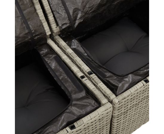 vidaXL 6-elementowy zestaw sof ogrodowych z poduszkami Jasnoszary Rattan Dārza mēbeļu komplekti