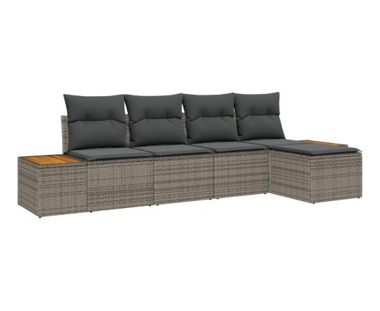 vidaXL Zestaw sof ogrodowych 5 części z poduszkami szary polirattan akacja Dārza mēbeļu komplekti