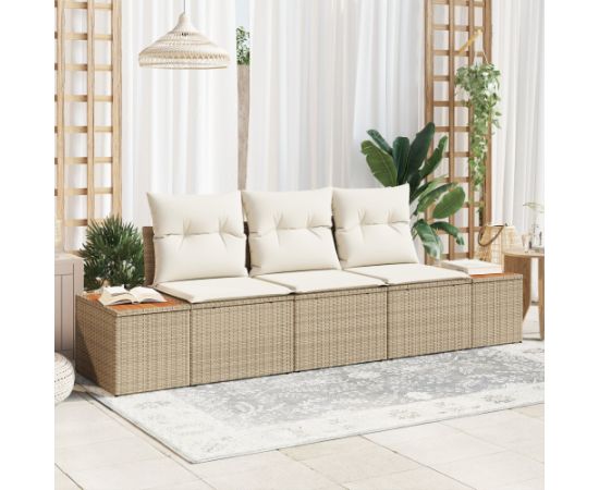 vidaXL 3-częściowy Zestaw Sof Ogrodowych z Poduszkami Beżowy Rattan Poli Dārza mēbeļu komplekti