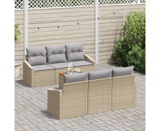 vidaXL 7-częściowy Zestaw Sof Ogrodowych z Poduszkami Beżowy Polirattan Akacja Dārza mēbeļu komplekti