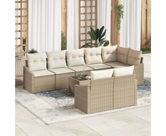 vidaXL Zestaw mebli ogrodowych 9 części z poduszkami brązowy polirattan Dārza mēbeļu komplekti