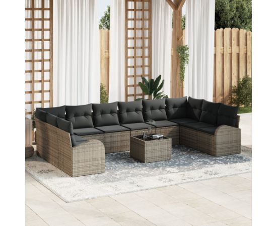 vidaXL Zestaw Sof Ogrodowych 10 Elementów z Poduszkami Czarny Polirattan Dārza mēbeļu komplekti