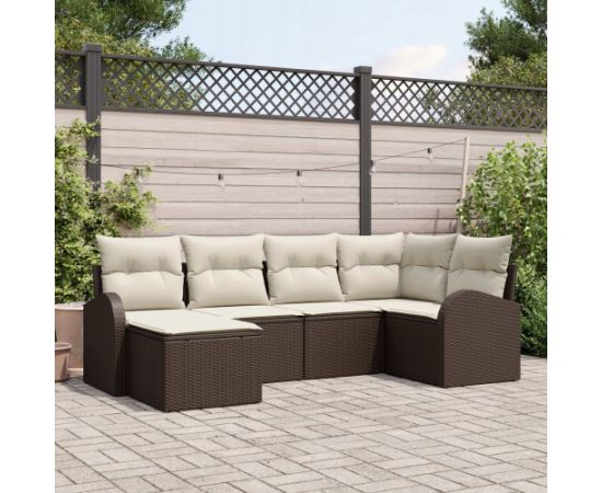 vidaXL Zestaw Sof Ogrodowych 6 Części z Poduszkami Brązowy Polirattan Dārza mēbeļu komplekti