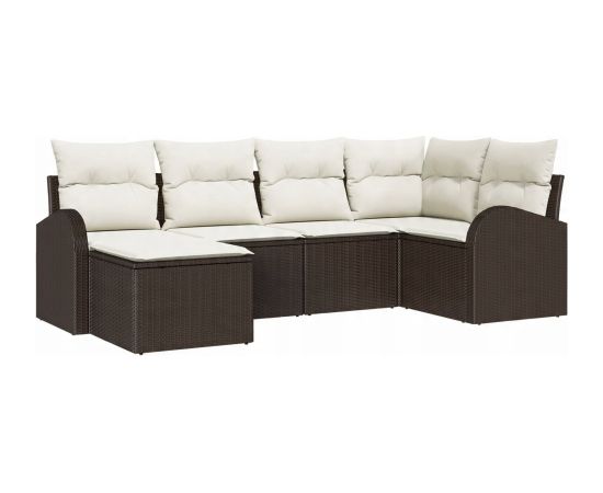 vidaXL Zestaw Sof Ogrodowych 6 Części z Poduszkami Brązowy Polirattan Dārza mēbeļu komplekti