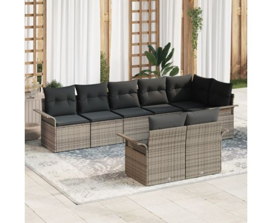 vidaXL Zestaw sofy 8 części z poduszkami szary polirattan Dārza mēbeļu komplekti