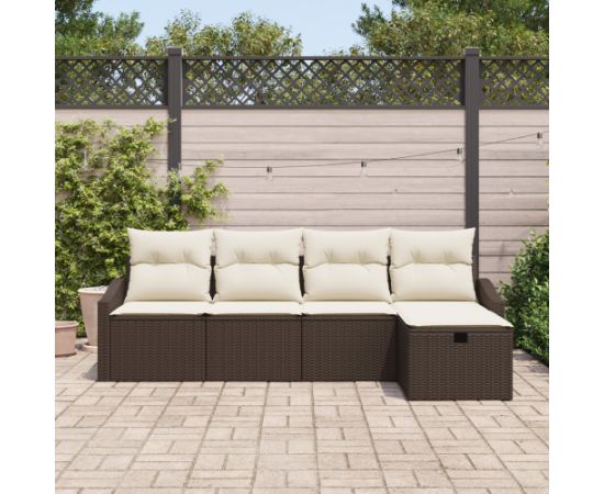 vidaXL 5-częściowy zestaw sof ogrodowych z poduszkami brązowy polirattan Dārza mēbeļu komplekti