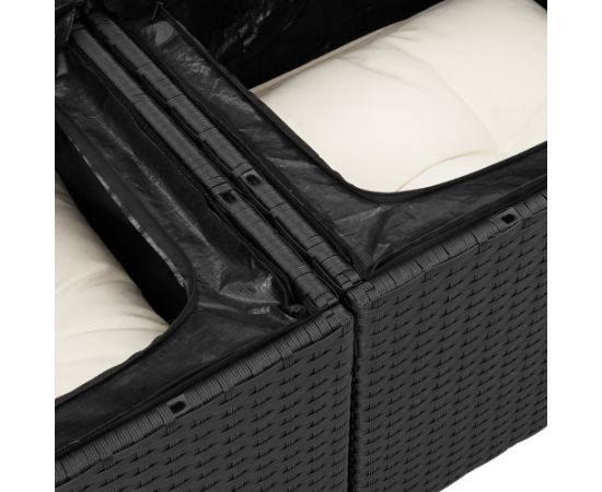 vidaXL Zestaw 10-częściowy sof ogrodowych z poduszkami Black Poly Rattan Dārza mēbeļu komplekti