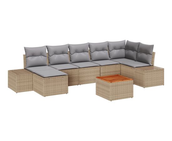 vidaXL Zestaw sof ogrodowych w 8 części z poduszkami Beżowy Polirattan Akacja Dārza mēbeļu komplekti