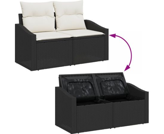 vidaXL Zestaw sof ogrodowych 8-częściowy z poduszkami Czarny Polirattan Akacja Dārza mēbeļu komplekti