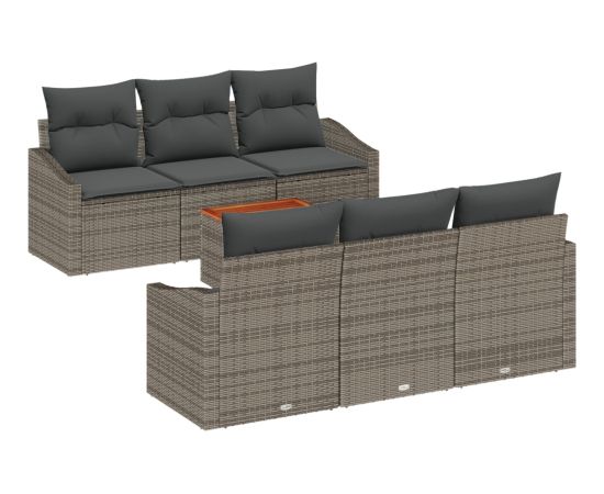 vidaXL Zestaw 7-częściowy sof ogrodowych z poduszkami szary polirattan akacjowy Dārza mēbeļu komplekti
