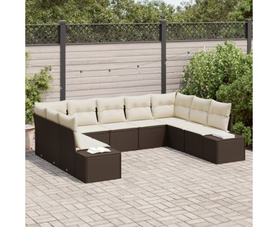 vidaXL 9-częściowy zestaw sof ogrodowych z poduszkami brązowy polirattan Dārza mēbeļu komplekti