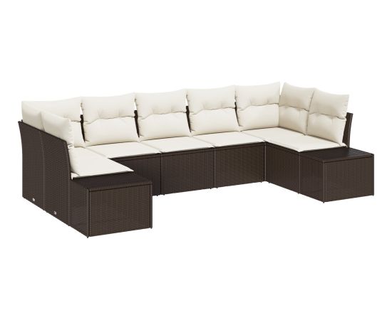 vidaXL Zestaw sof ogrodowych z 7 poduszkami Brązowy Polirattan Dārza mēbeļu komplekti