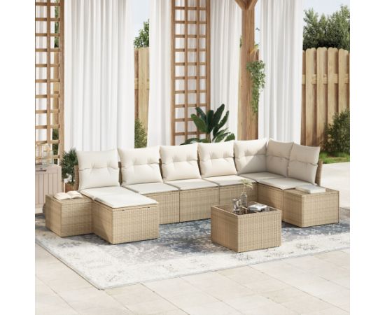 vidaXL Zestaw Sof Ogrodowych 8 elementów z Poduszkami Brązowy Polirattan Dārza mēbeļu komplekti