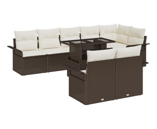 vidaXL 9-częściowy zestaw sof ogrodowych z poduszkami Brązowy Polirattan Dārza mēbeļu komplekti