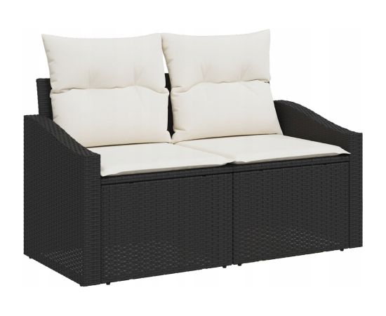 vidaXL 7-częściowy zestaw sof ogrodowych z poduszkami Czarny Rattan Akacja Dārza mēbeļu komplekti