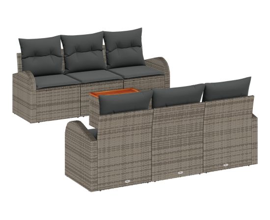 vidaXL Zestaw Sof Ogrodowych 7 Części z Poduszkami Szary Polirattan Akacja Dārza mēbeļu komplekti