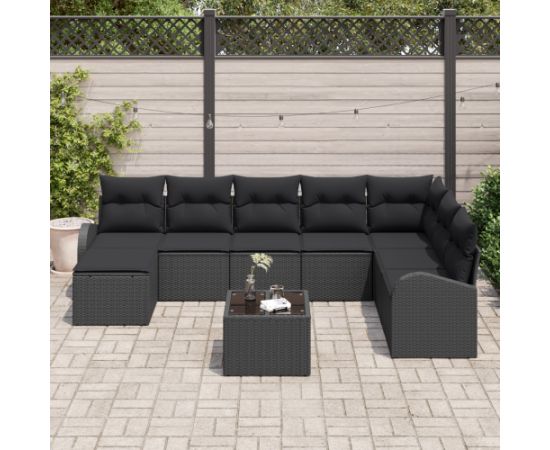 vidaXL Zestaw Sof Ogrodowych 9 Części z Poduszkami Beżowy Polirattan Dārza mēbeļu komplekti