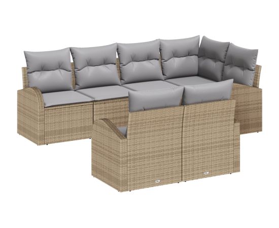 vidaXL 7-częściowy zestaw sof ogrodowych z poduszkami beżowy polirattan Dārza mēbeļu komplekti