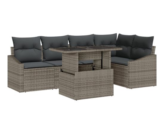 vidaXL Zestaw 6-częściowy do ogrodu z poduszkami Szary Polirattan Dārza mēbeļu komplekti