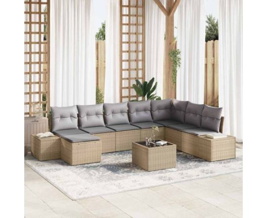 vidaXL Zestaw Sof Ogrodowych 9 Sztuk z Poduszkami Czarne Polirattan Dārza mēbeļu komplekti