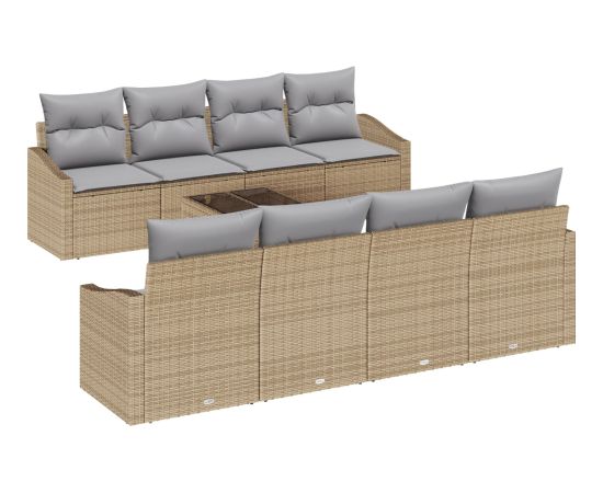 vidaXL Zestaw ogrodowy 7-elementowy z poduszkami Beżowy Polirattan Dārza mēbeļu komplekti