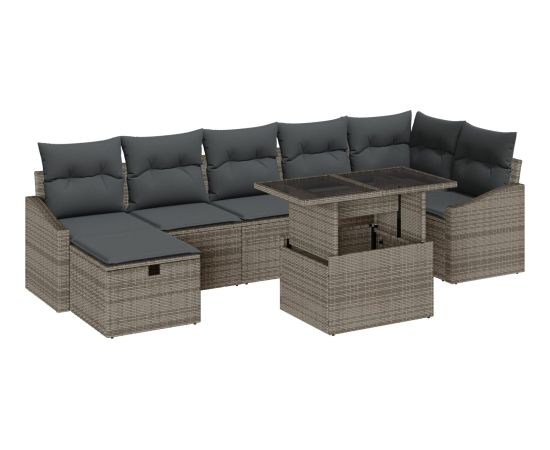 vidaXL Zestaw sof ogrodowych 8 części z poduszkami Szary Polirattan Dārza mēbeļu komplekti