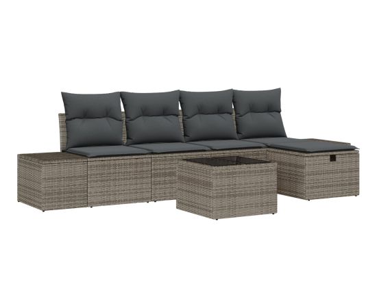 vidaXL Zestaw Sofy Ogrodowej 6 Elementów z Poduszkami Szary Polirattan Dārza mēbeļu komplekti