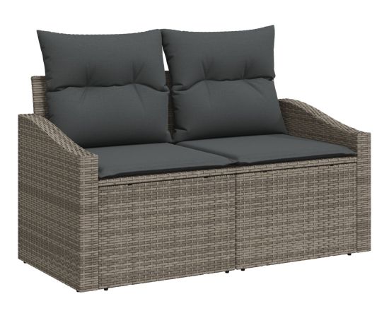 vidaXL Zestaw sof ogrodowych 4 częściowy z poduszkami szary poly rattan Dārza mēbeļu komplekti