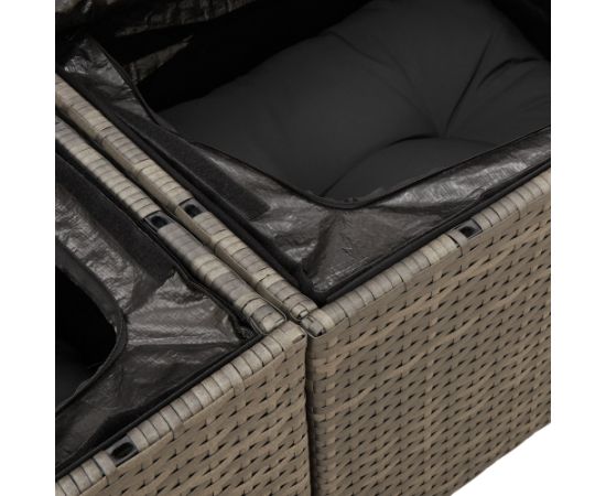 vidaXL Zestaw Sofy Ogrodowej 8-elementowy z Poduszkami Szary Polirattan Akacja Dārza mēbeļu komplekti