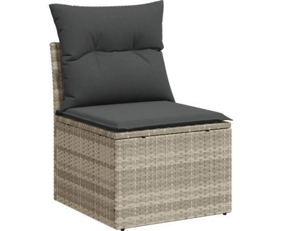 vidaXL 8-elementowy zestaw sof ogrodowych z poduszkami jasnoszary polirattan Dārza mēbeļu komplekti