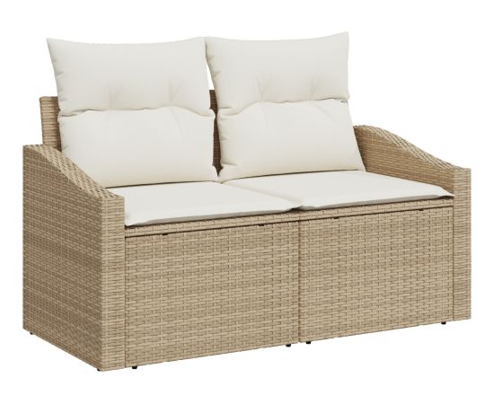 vidaXL 9-elementowy zestaw sof ogrodowych z poduszkami Beżowy Polirattan Dārza mēbeļu komplekti