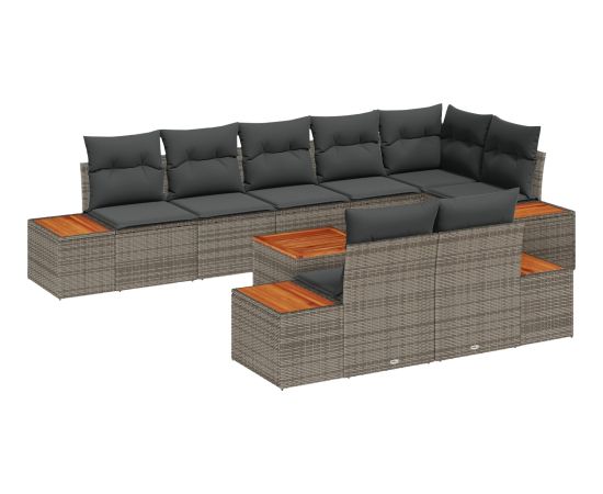 vidaXL 9-Częściowy Zestaw Sof Ogrodowych z Poduszkami Szary Polirattan Akacja Dārza mēbeļu komplekti