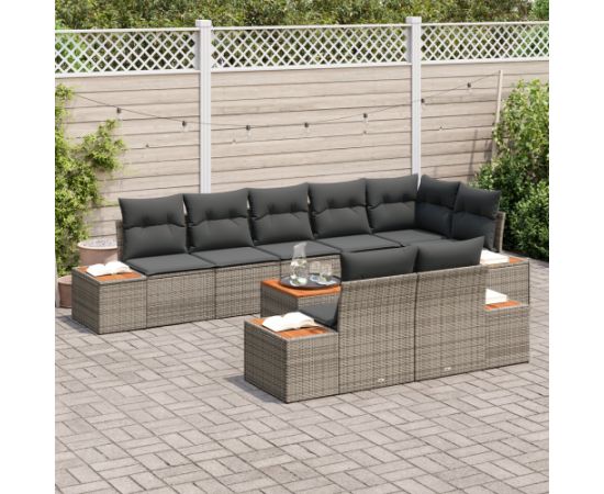 vidaXL 9-Częściowy Zestaw Sof Ogrodowych z Poduszkami Szary Polirattan Akacja Dārza mēbeļu komplekti