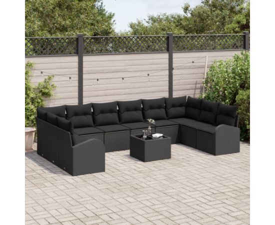 vidaXL Zestaw 11-elementowy sof ogrodowych z poduszkami Beżowy Polirattan Dārza mēbeļu komplekti