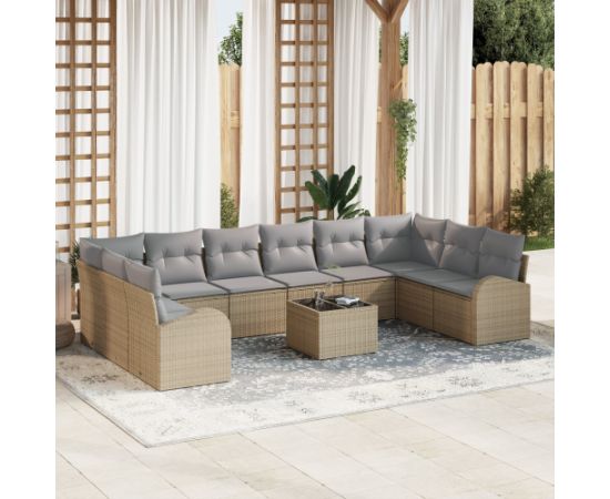 vidaXL 11-częściowy zestaw sof ogrodowych z poduszkami i polirattanu Dārza mēbeļu komplekti