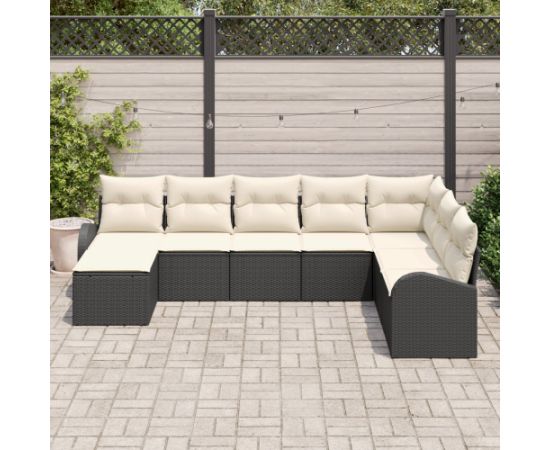 vidaXL Zestaw Sof Ogrodowych 8 Części z Poduszkami Czarny Rattan Polipropylen Dārza mēbeļu komplekti