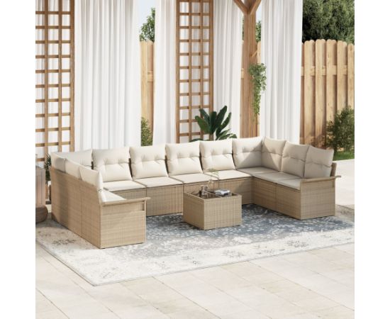 vidaXL 11-częściowy zestaw sof ogrodowych z poduszkami brązowy polirattan Dārza mēbeļu komplekti