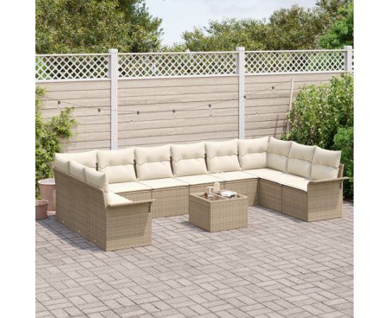 vidaXL 11-częściowy zestaw sof ogrodowych z poduszkami brązowy polirattan Dārza mēbeļu komplekti