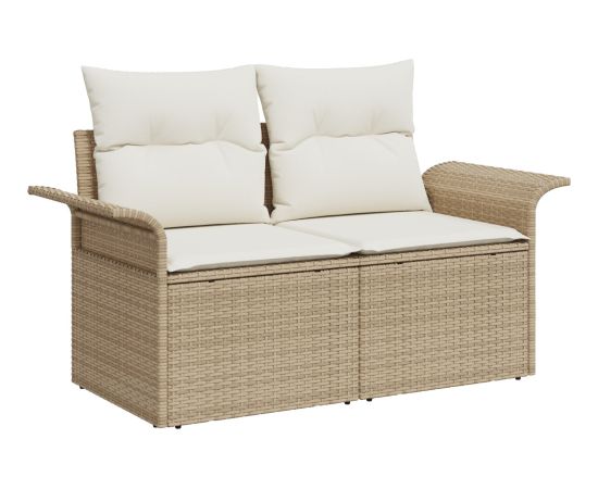 vidaXL Zestaw Sofy Ogrodowej 7-częściowy z Poduszkami Beżowy Poly Rattan Dārza mēbeļu komplekti