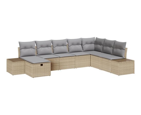 vidaXL Zestaw Sof Ogrodowych 8 Elementów z Poduszkami Beżowy Polirattan Dārza mēbeļu komplekti