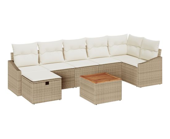 vidaXL 8-częściowy zestaw sof ogrodowych z poduszkami Beżowy polirattan Dārza mēbeļu komplekti