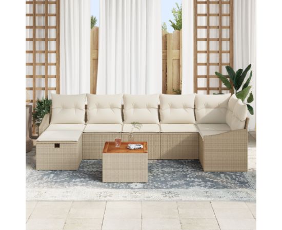 vidaXL 8-częściowy zestaw sof ogrodowych z poduszkami Beżowy polirattan Dārza mēbeļu komplekti