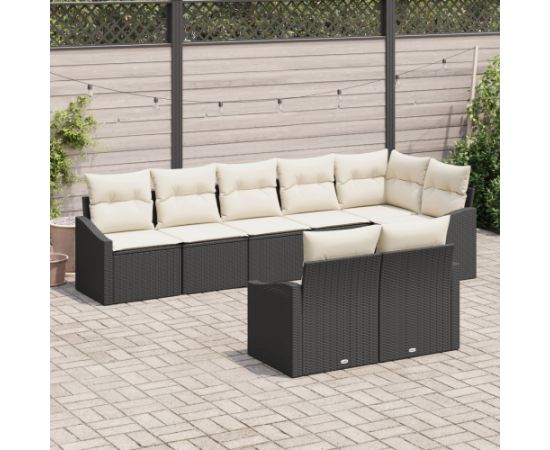 vidaXL 8-częściowy zestaw do jadalni z poduszkami czarny polirattan Dārza mēbeļu komplekti