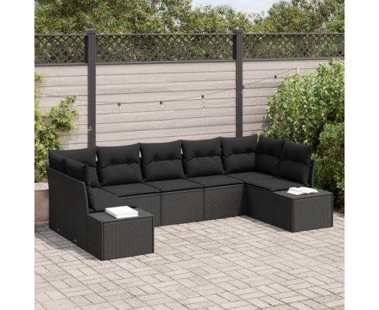 vidaXL 7-elementowy zestaw sof ogrodowych z poduszkami Czarny Rattan Dārza mēbeļu komplekti