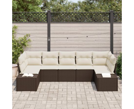vidaXL 7-częściowy zestaw sof ogrodowych z poduszkami brązowy polirattan Dārza mēbeļu komplekti