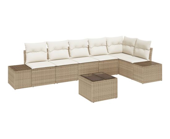 vidaXL Zestaw sofy ogrodowej 7 częściowy z poduszkami brązowy polirattan Dārza mēbeļu komplekti