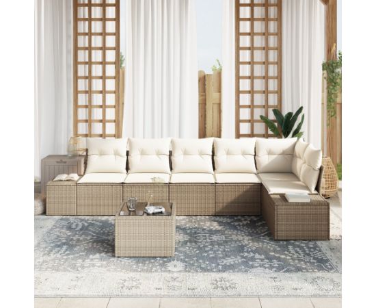 vidaXL Zestaw sofy ogrodowej 7 częściowy z poduszkami brązowy polirattan Dārza mēbeļu komplekti