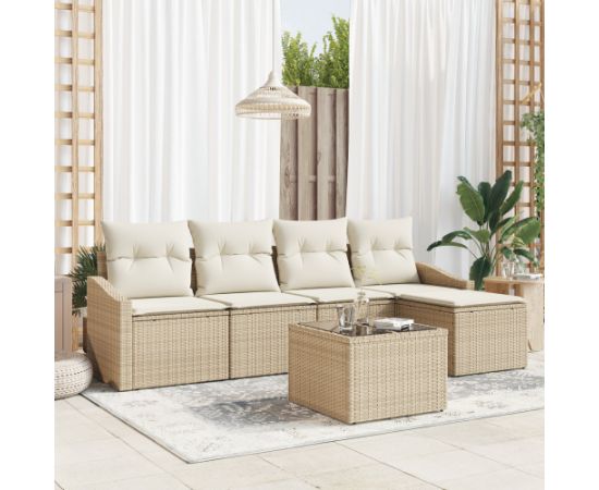 vidaXL Zestaw sof ogrodowych 6 Części z poduszkami Brązowy Polirattan Dārza mēbeļu komplekti